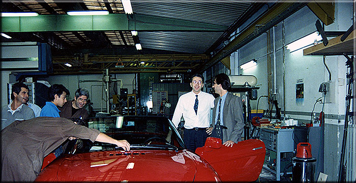 Torino fine maggio 1991. Sulla destra Marco Goffi e il designer Andreas Zapatinas. Sulla sinistra si riconoscono Mammone Vincenzo, Andrea Granata e X.