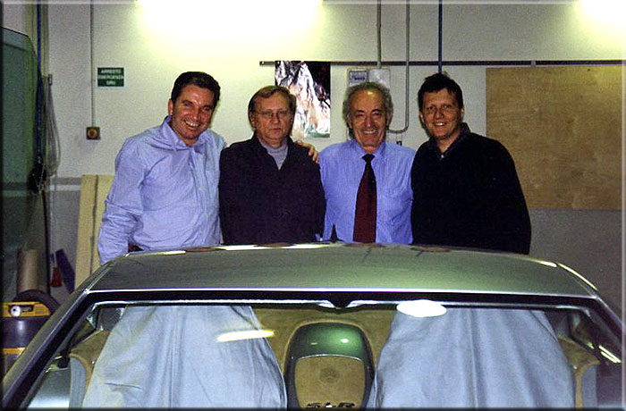 Dicembre 1998 Rivoli. Una foto ricordo pochi minuti prima della partenza della SLR. Franz Lecher, Gunter Holzel, Franco Gavina e Alfredo Stola.