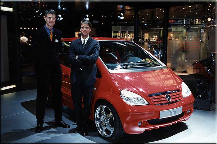 Aprile 1998 Salone dell'auto di Torino, Klaus Busse e Michael Mauer con la A Class Turin Edition.