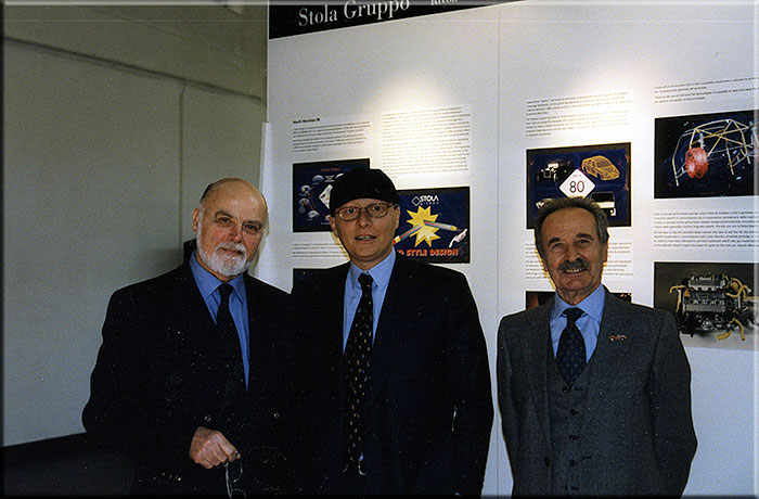 Milano marzo 2001. All'interno della Triennale l'ing. Bruno Sacco, Alfredo Stola e Aldo Brovarone.