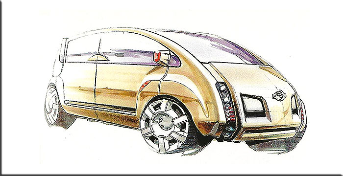 Dicembre 2000 Il primo disegno di stile della Nissan Kino.