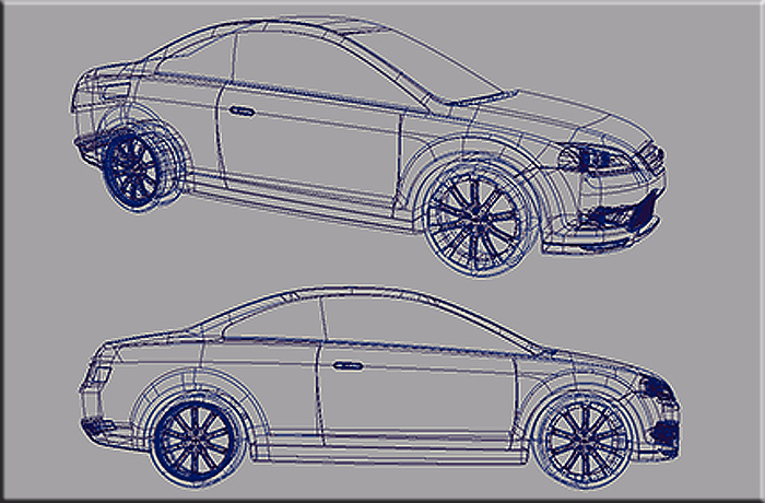 Il primo piano di forma dopo il rilievo su clay model del concept Ford Vignale Cabriolet.