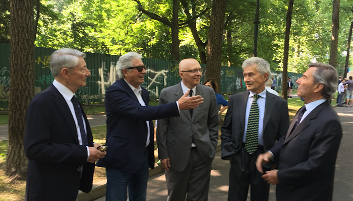 Turin  2015: Parco Valentino, Salone & Gran Premio. Ercole Spada, Giorgetto Giugiaro, Alfredo Stola, Marcello Gandini and Leonardo Fioravanti.