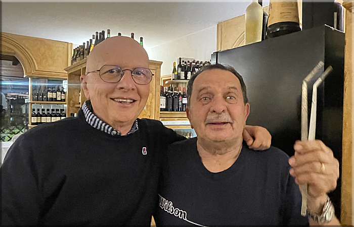 2024 Castelnuovo Rangone (Mo): A.Stola at Pasticcino, his favorite restaurant.  Luigi Montanini, aka Pasticcino, was the Chef of F1, from an idea by Enzo Ferrari in the late 70s, that his drivers and mechanics around the world had to eat well to do well. Luigi Montanini cooked in the Fabbrica in Maranello for Drake's last birthday on 18 February 1988.